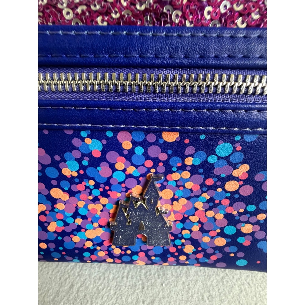 Disney  Loungefly Purple Sequin Confetti Castle Mini Backpack 50th Anniversary - Picture 4 of 10
